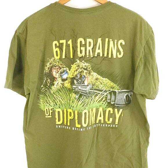 671 Grains Graphic T-Shirt Men's XL Olive Green 7.62 Design Military - Picture 7 of 11